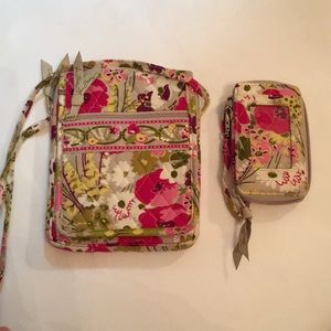 Vera Bradley cross-body purse & matching wallet.